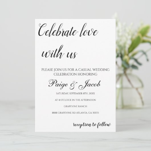 Invitation Célébrez l'amour avec nous Mariage Décontracté min (Debout devant)