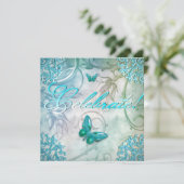 Invitation Célébrez l'anniversaire Turquoise du papillon bleu (Debout devant)