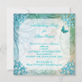 Invitation Célébrez l'anniversaire Turquoise du papillon bleu (Dos)