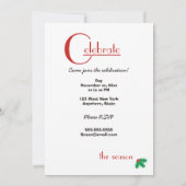 Invitation Célébrez l'invitation rouge et blanche de la saiso (Dos)