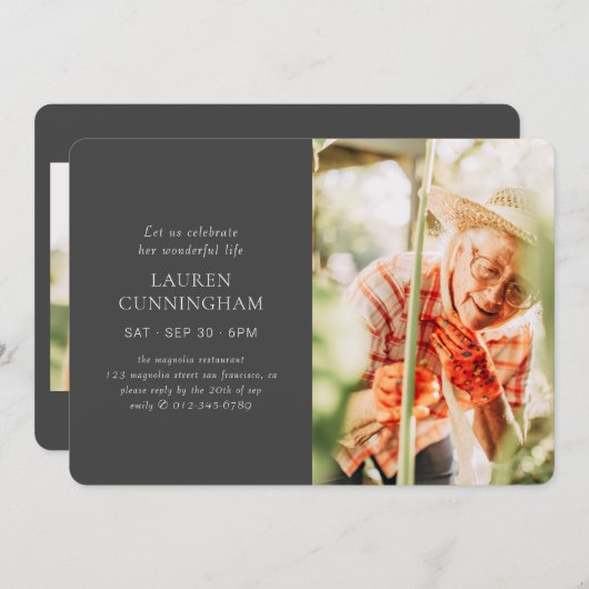 Invitation Célébrez sa vie Moderne Simple Minimaliste Photo (Devant / Derrière)