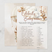 Invitation CÉLÉBRITÉ BÉBÉ NOMS Baby shower Jeu mignon Ours (Devant / Derrière)