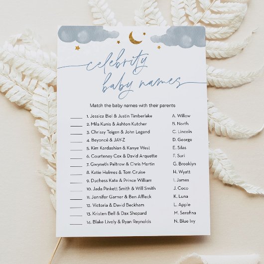 Invitation Celebrity Baby Name Twinkle Star Baby shower Jeu