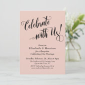 Invitation Célébrons avec élégance ! Rose Pâle Simple (Debout devant)