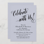 Invitation Célébrons avec élégance ! Simple Bleu Poussiéreux (Devant / Derrière)