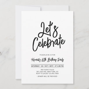 Invitation Célébrons Chic Script Soixantième Anniversaire