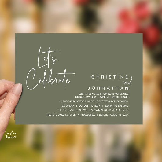 Invitation Célébrons, dîner de mariage intime