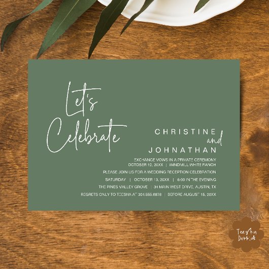 Invitation Célébrons, dîner de mariage intime