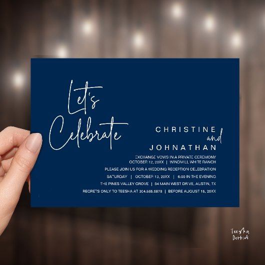 Invitation Célébrons, dîner de mariage intime