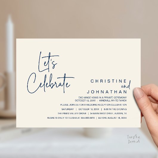 Invitation Célébrons, Dîner Intime de Mariage Fugace