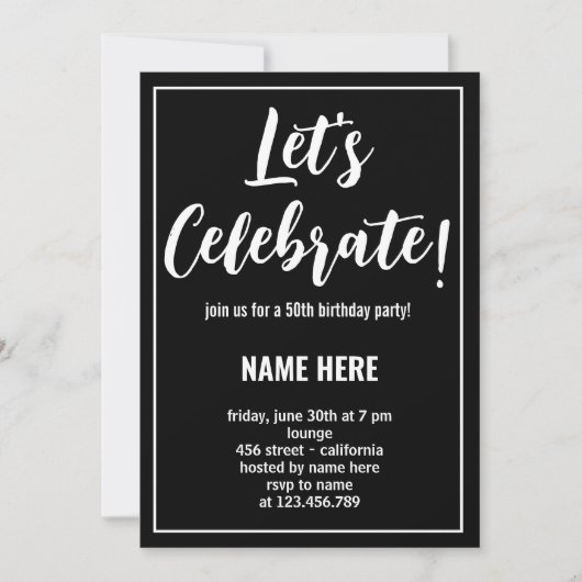 INVITATION CÉLÉBRONS FÊTE D'ANNIVERSAIRE SUR MESURE (Devant)