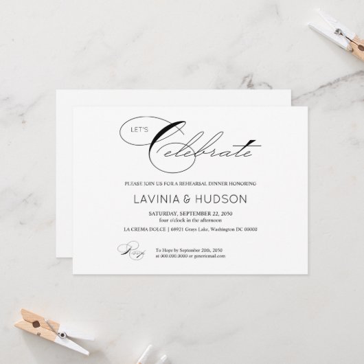 Invitation Célébrons la calligraphie élégante (Devant/Arrière en situation)