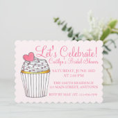 Invitation Célébrons la Cupcake Rose Mariage Baby Shower (Debout devant)