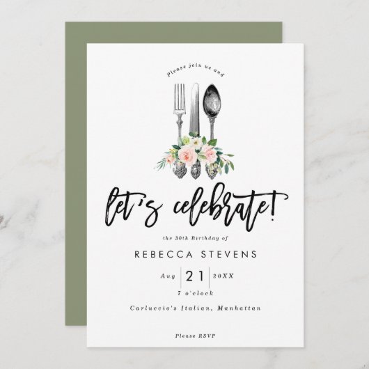 Invitation célébrons la fête d'anniversaire florale de (Devant / Derrière)