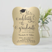 Invitation Célébrons la fête de l'or métal (Debout devant)