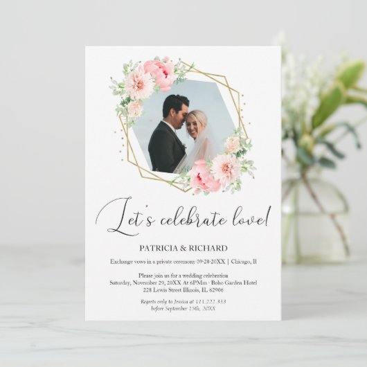 Invitation Célébrons l'amour Mariage intime Réception (Debout devant)