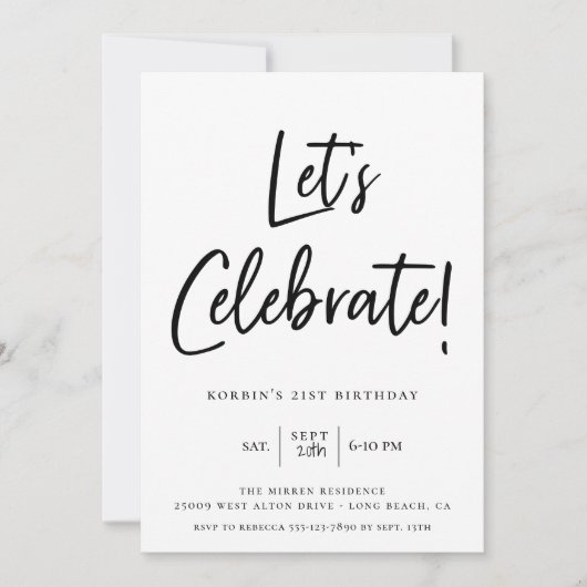 Invitation Célébrons l'anniversaire du script noir moderne (Devant)