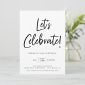 Invitation Célébrons l'anniversaire du script noir moderne (Debout devant)