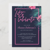 Invitation Célébrons l'anniversaire néontropical électrique (Devant)
