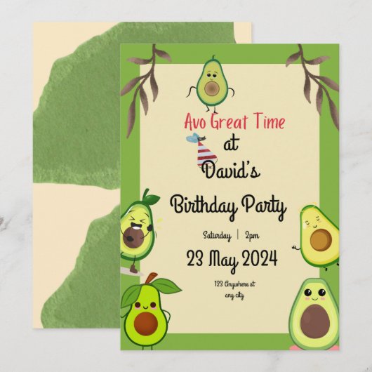 Invitation "Célébrons l'avocat ! Fête d'anniversaire" (Devant / Derrière)