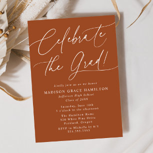 Invitation Célébrons le Grad Terracotta Graduation Party