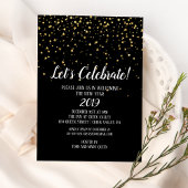 Invitation Célébrons le Nouvel An avec des Confettis Dorés su