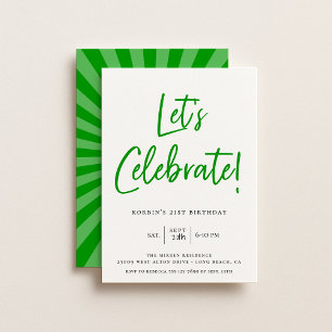 Invitation Célébrons le script vert moderne Anniversaire