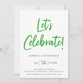 Invitation Célébrons le script vert moderne Anniversaire (Devant)