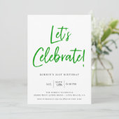 Invitation Célébrons le script vert moderne Anniversaire (Debout devant)