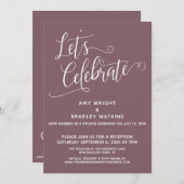 Invitation Célébrons l'élégant Mauve foncé Réception uniqueme (Devant / Derrière)
