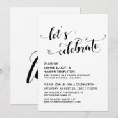 Invitation Célébrons les cœurs Noir Blanc Réception uniquemen (Devant / Derrière)