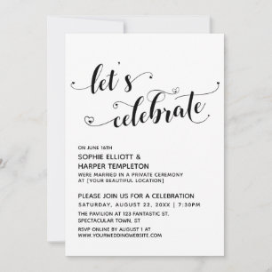 Invitation Célébrons les cœurs Noir Blanc Réception uniquemen