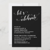 Invitation Célébrons les coeurs Script Black Reception (Devant)