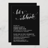 Invitation Célébrons les coeurs Script Black Reception (Devant / Derrière)