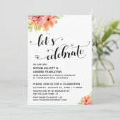 Invitation Célébrons les coeurs Script Florals Réception (Debout devant)