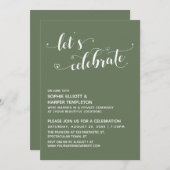 Invitation Célébrons les cœurs Script Réception Olive (Devant / Derrière)