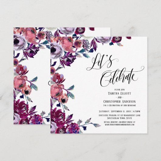 Invitation Célébrons les fleurs audacieuses de la police Flou (Devant / Derrière)