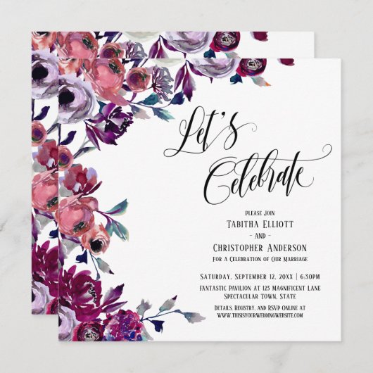 Invitation Célébrons les fleurs grasses Script Bold (Devant / Derrière)