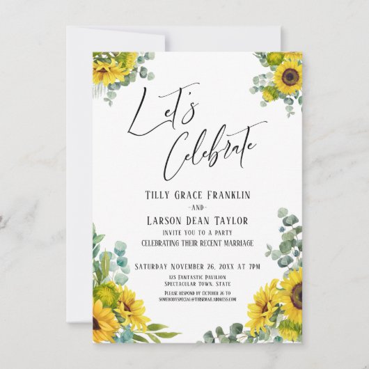 Invitation Célébrons l'eucalyptus Tournesol Réception (Devant)