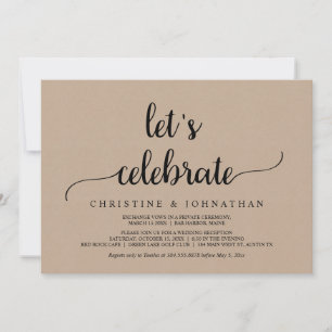 Invitation Célébrons, Mariage Intime Kraft Rustique
