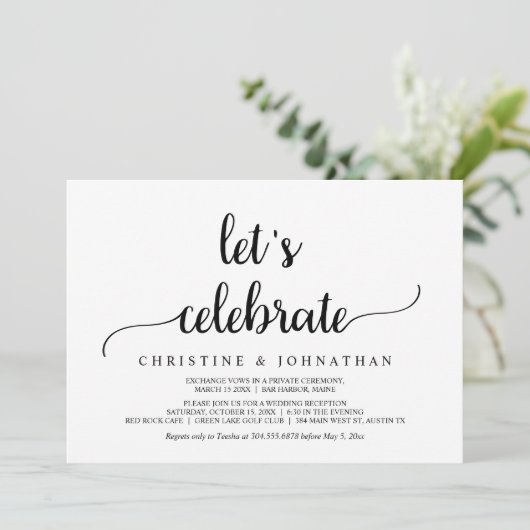 Invitation Célébrons, Mariage Intime Moderne et Rustique (Debout devant)
