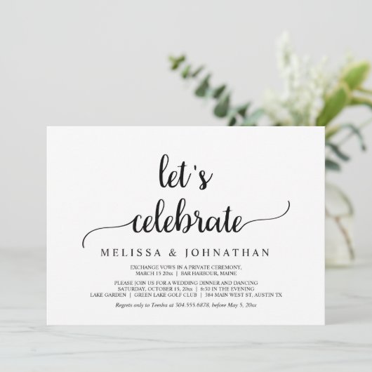 Invitation Célébrons, Mariage Intime Rustique Fête de Fiançai (Debout devant)