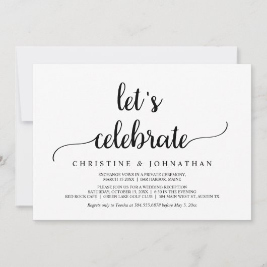 Invitation Célébrons, Mariage Intime Rustique Moderne (Devant)