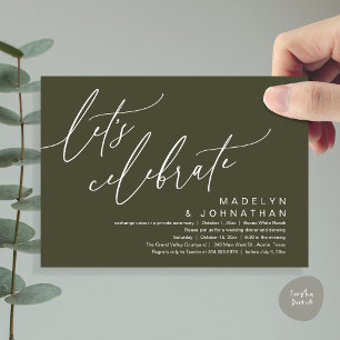 Invitation Célébrons, Mariage Romantique et Fête d'Élopement