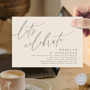 Invitation Célébrons, Mariage Romantique et Fuite Amoureuse