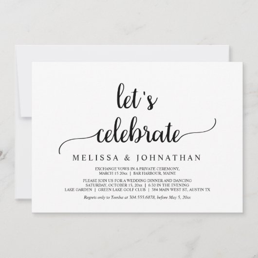 Invitation Célébrons, Mariage Rustique Fête de Fuite (Devant)