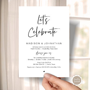 Invitation Célébrons, Noir, Mariage Fuite de la fête