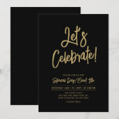 Invitation Célébrons | Soirée Cocktail Script Black Chic (Devant / Derrière)
