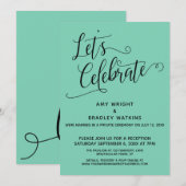 Invitation Célébrons un élégant mariage vert réception unique (Devant / Derrière)
