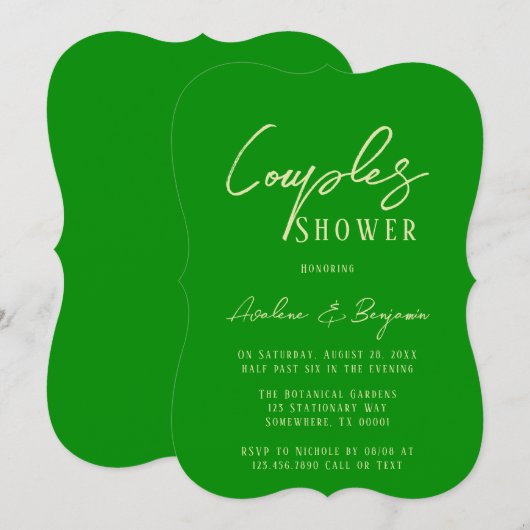 Invitation Céleri et Forêt verte Typographie Couples Douche (Devant / Derrière)